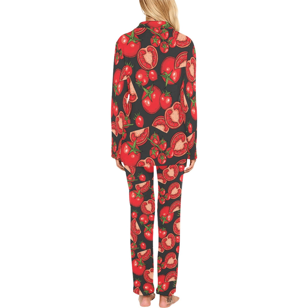 Tomato black background Women's Long Pajama Set