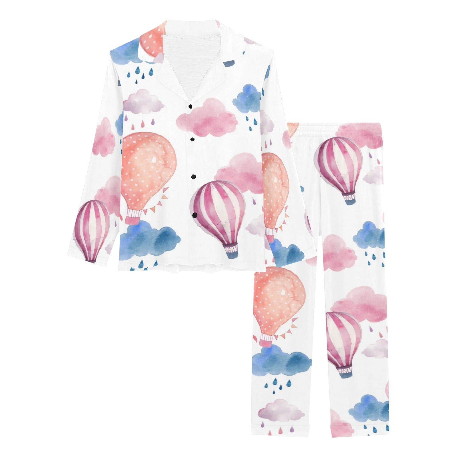 Watercolor air balloon cloud pattern Women's Long Pajama Set