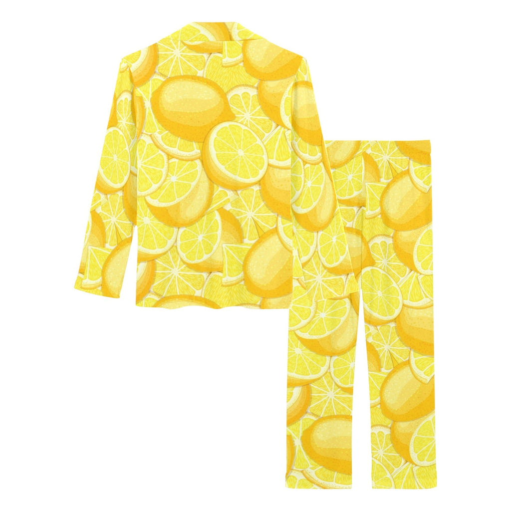 lemon pattern Women's Long Pajama Set