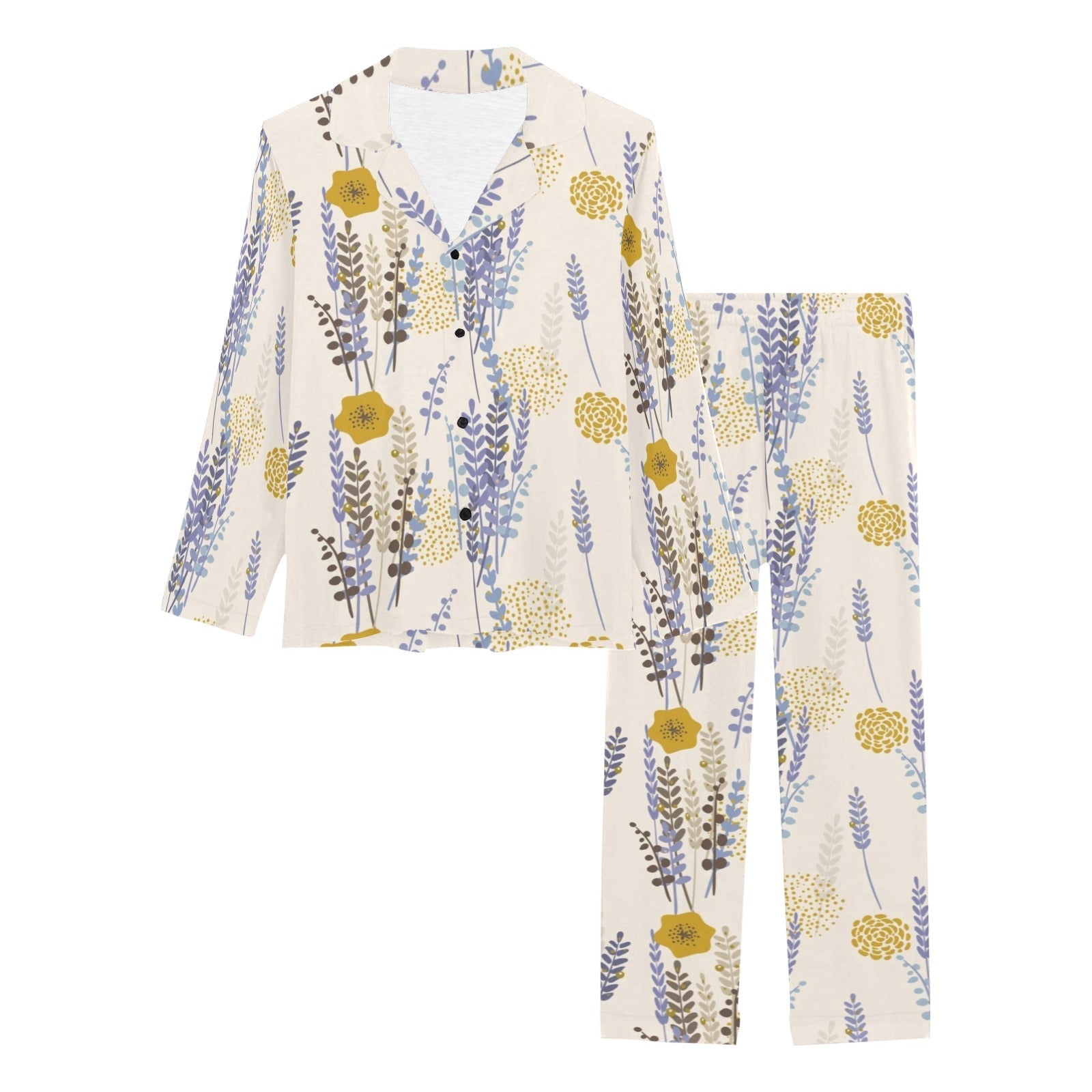 Lavender modern pattern blackground Women's Long Pajama Set