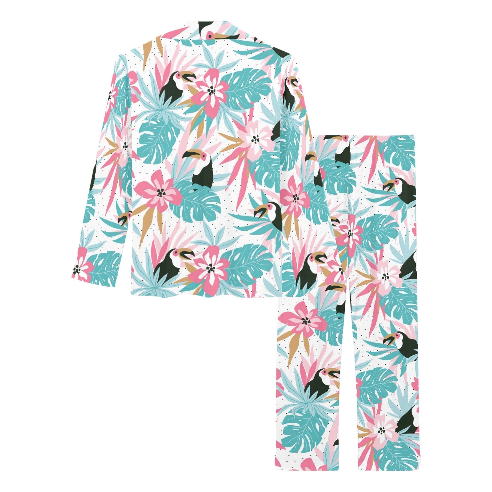 Toucan tropical flower leave pattern Women's Long Pajama Set