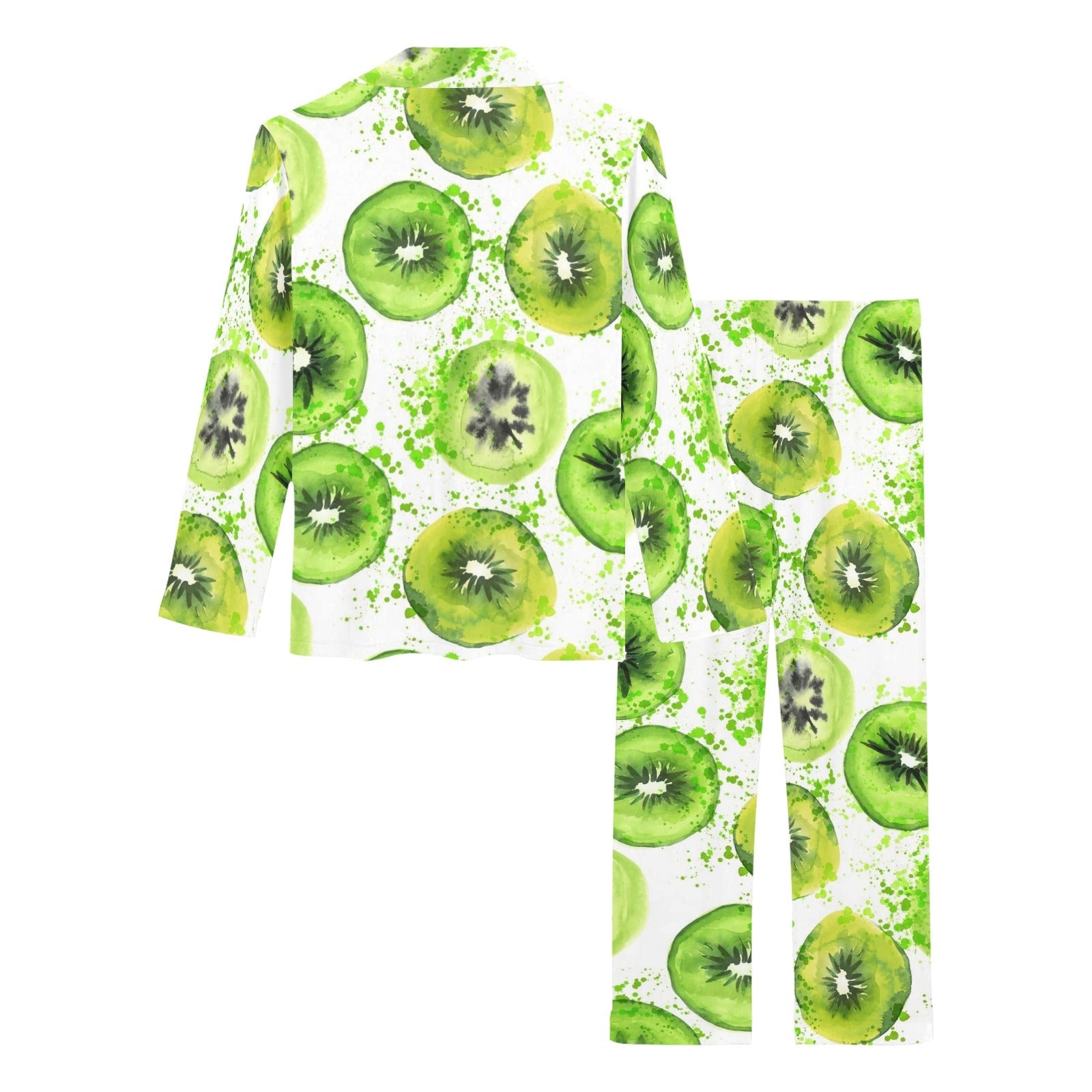 Watercolor kiwi pattern Women's Long Pajama Set