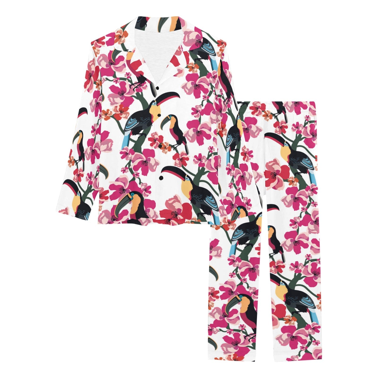 Toucan flower design pattern Women's Long Pajama Set