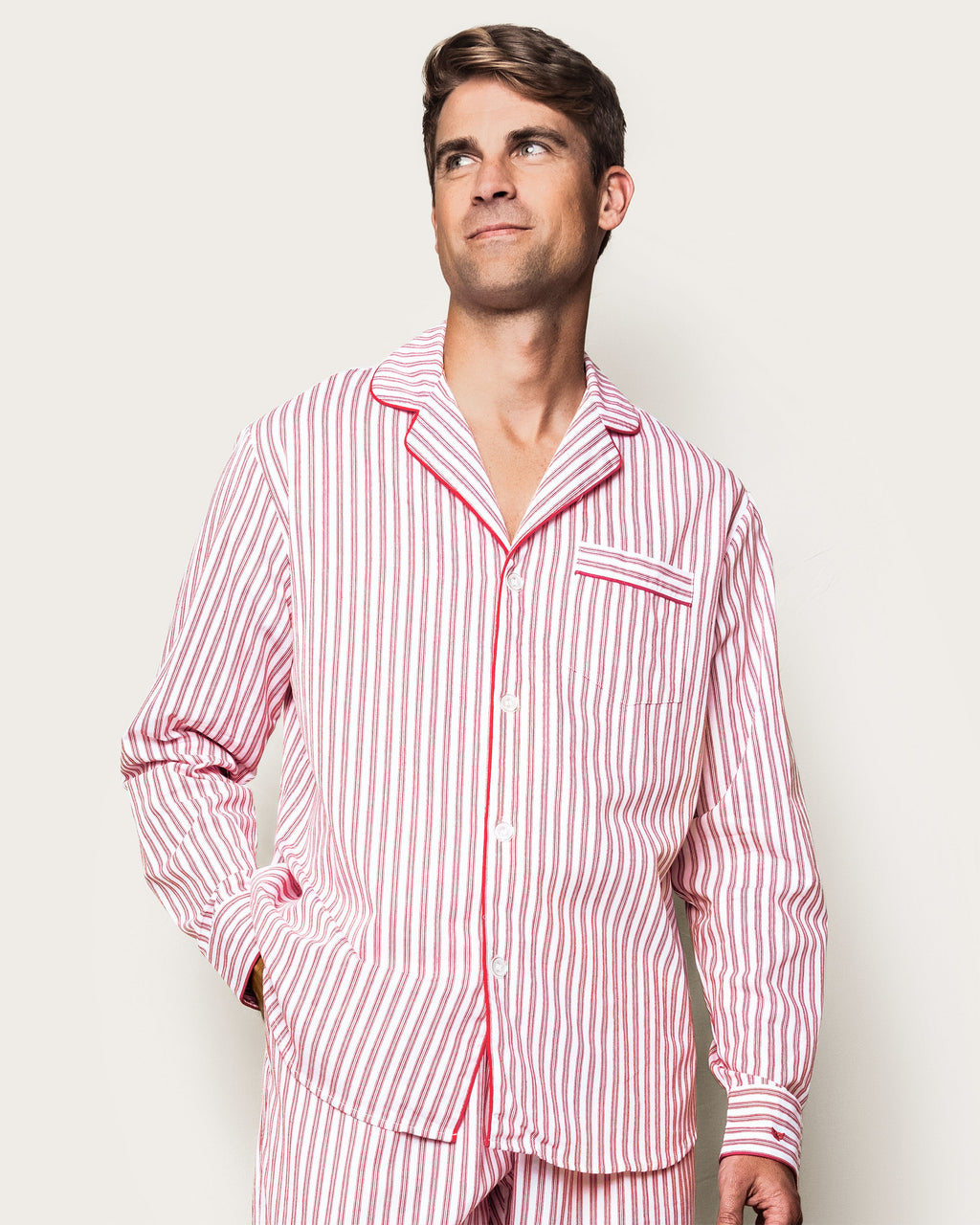 Men's Twill Pajama Set in Antique Red Ticking
