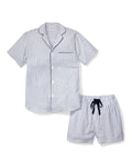 Men's Twill Pajama Short Set in Navy French Ticking