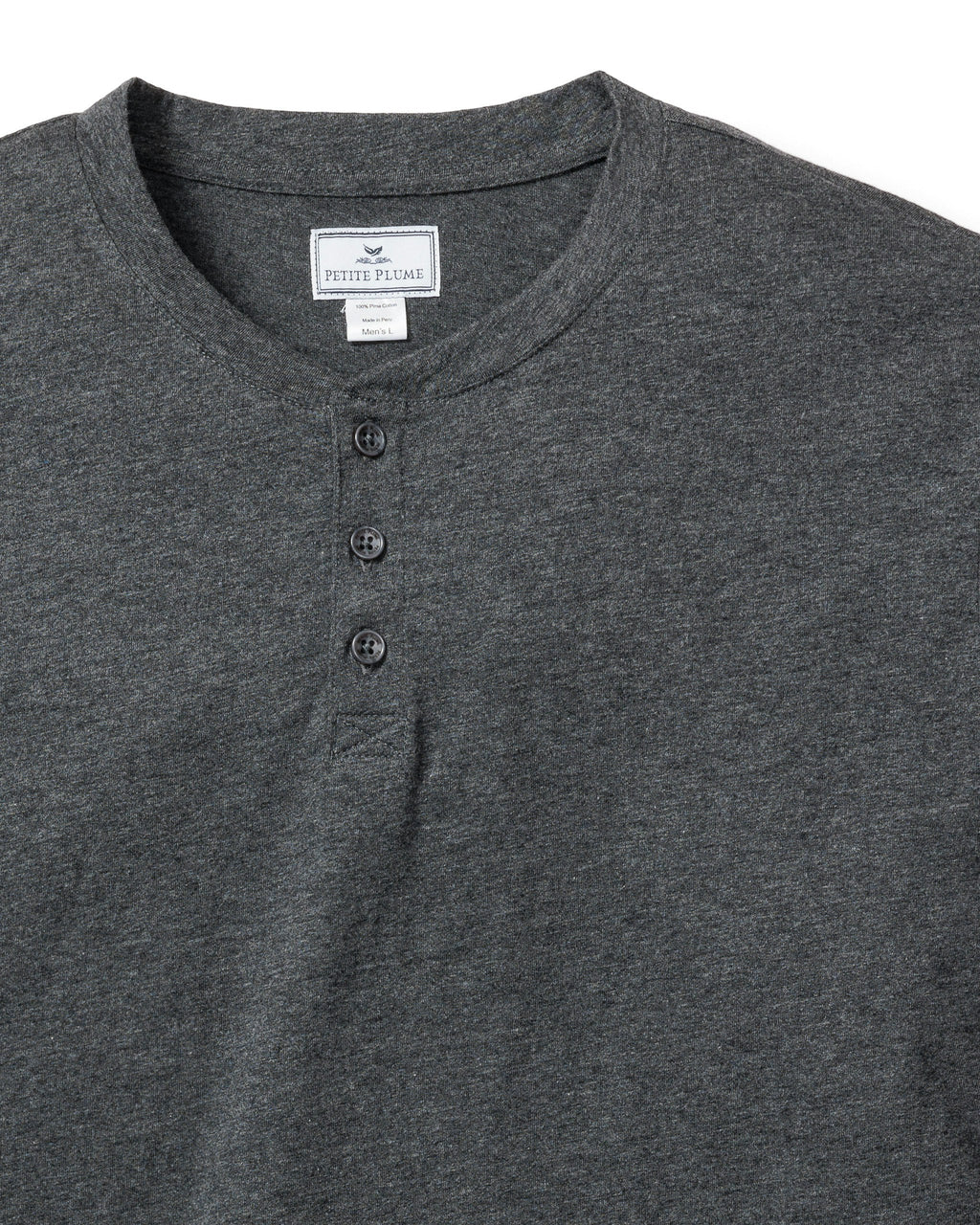 Men's Pima Henley in Dark Heather Grey