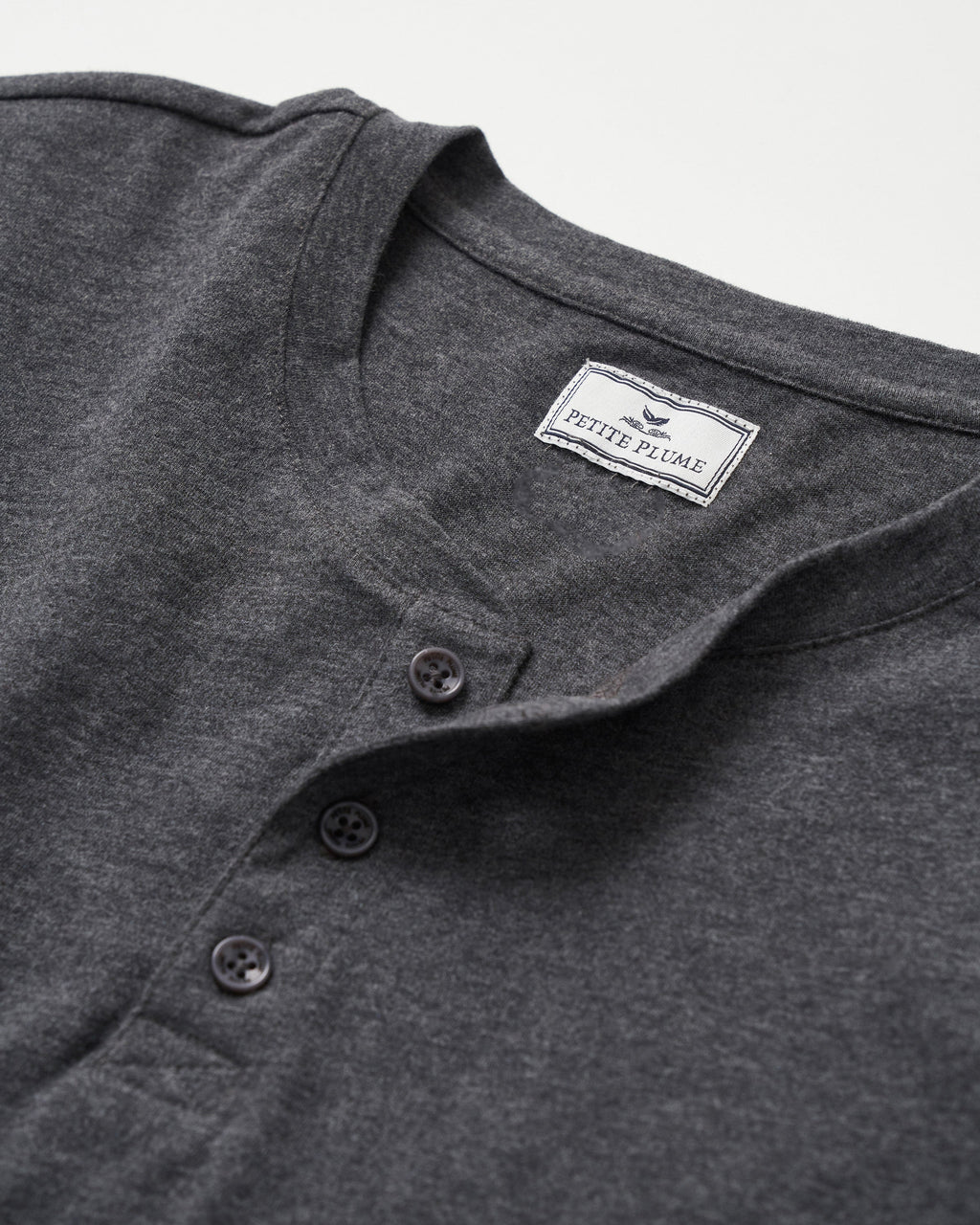 Men's Pima Henley in Dark Heather Grey