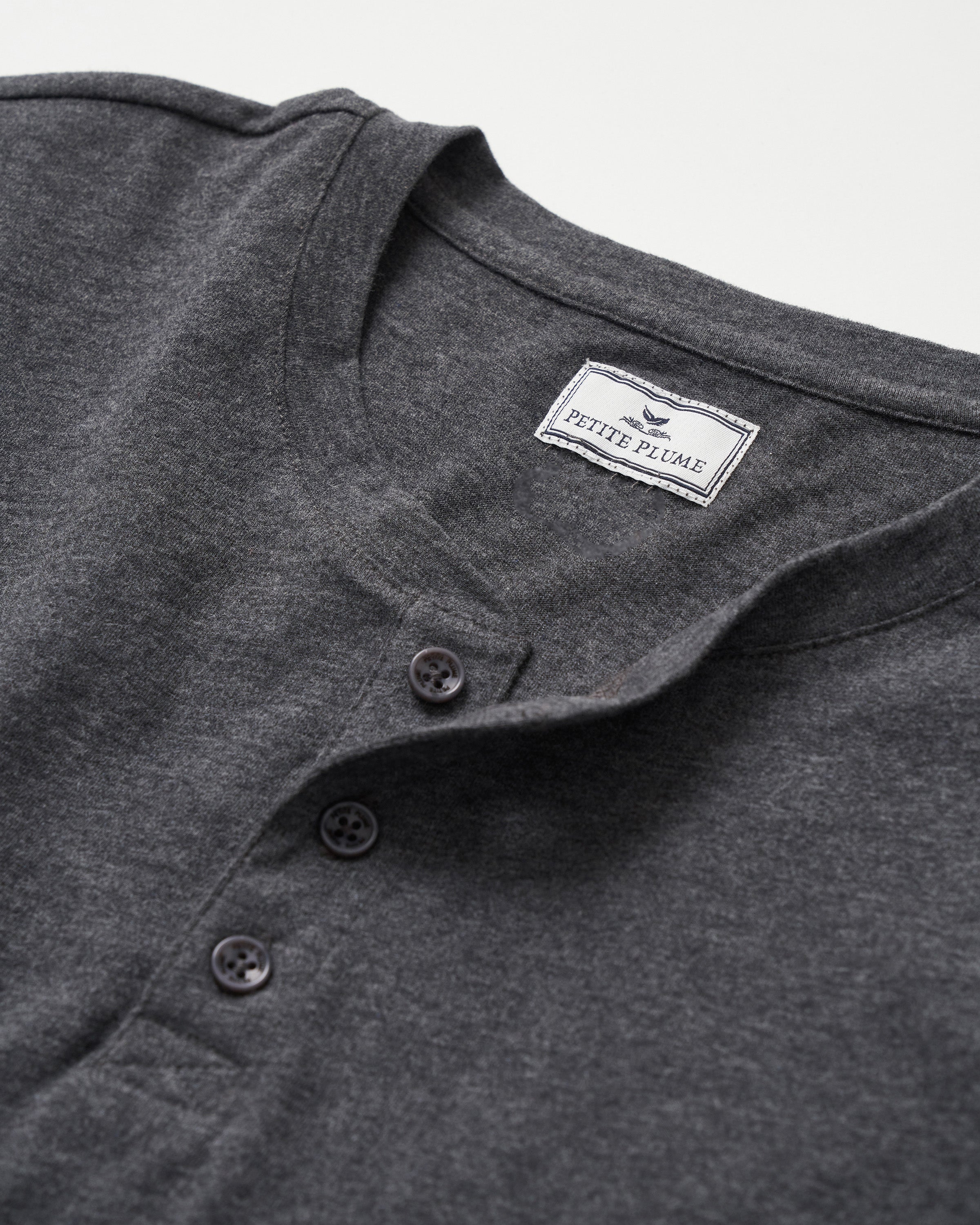 Men's Pima Henley in Dark Heather Grey