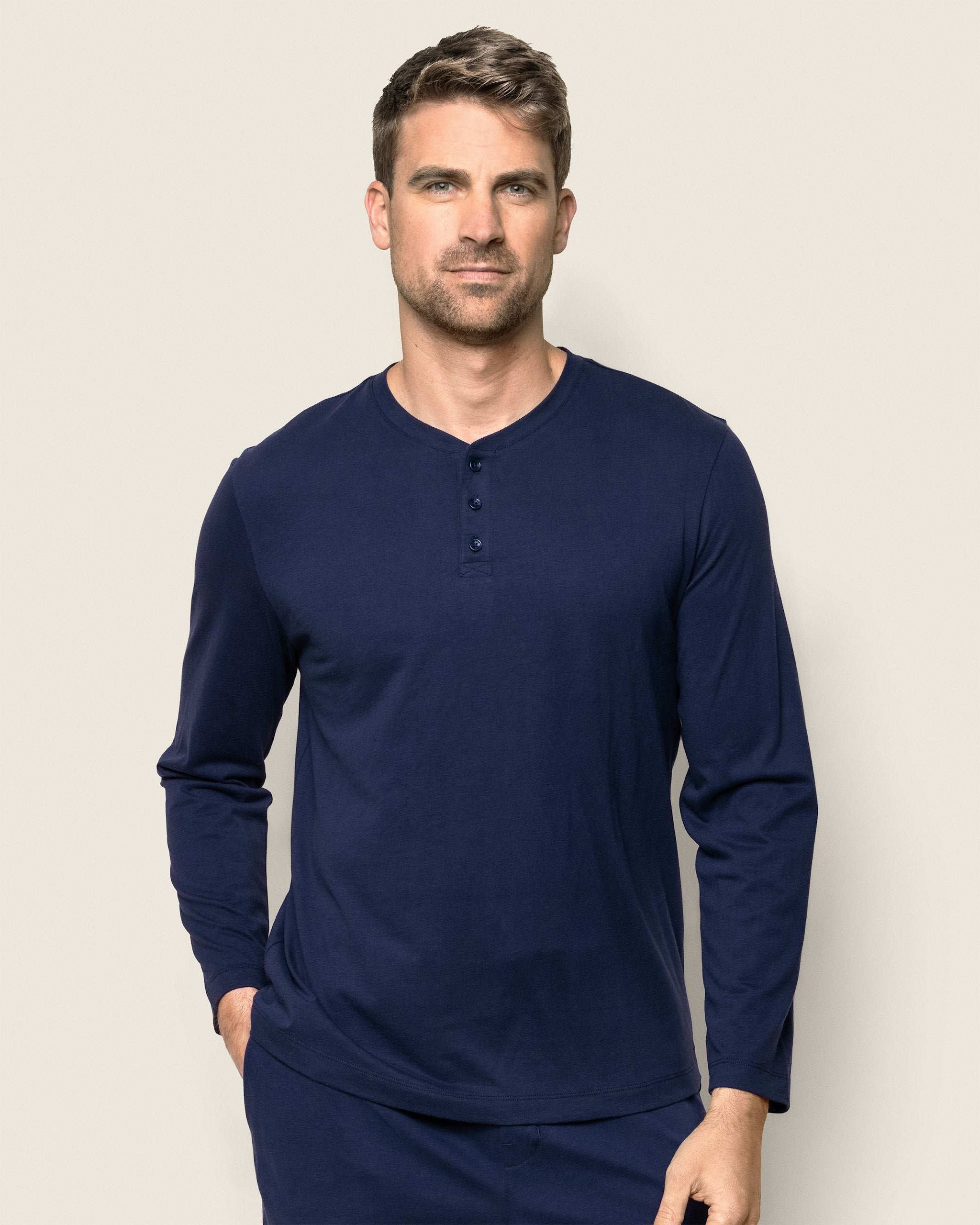 Men's Pima Henley in Navy
