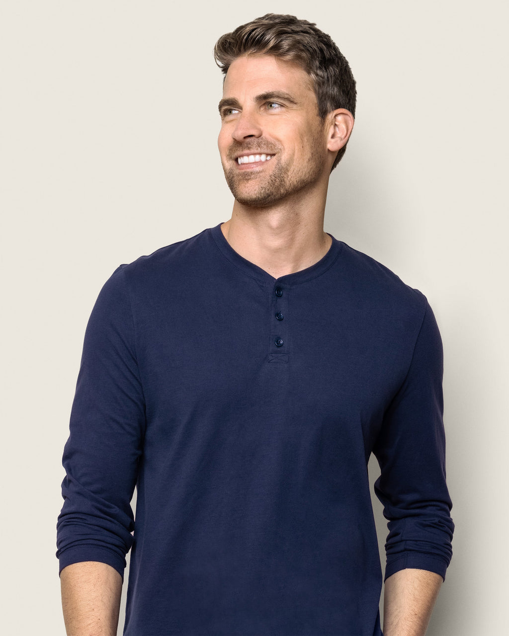 Men's Pima Henley in Dark Heather Grey