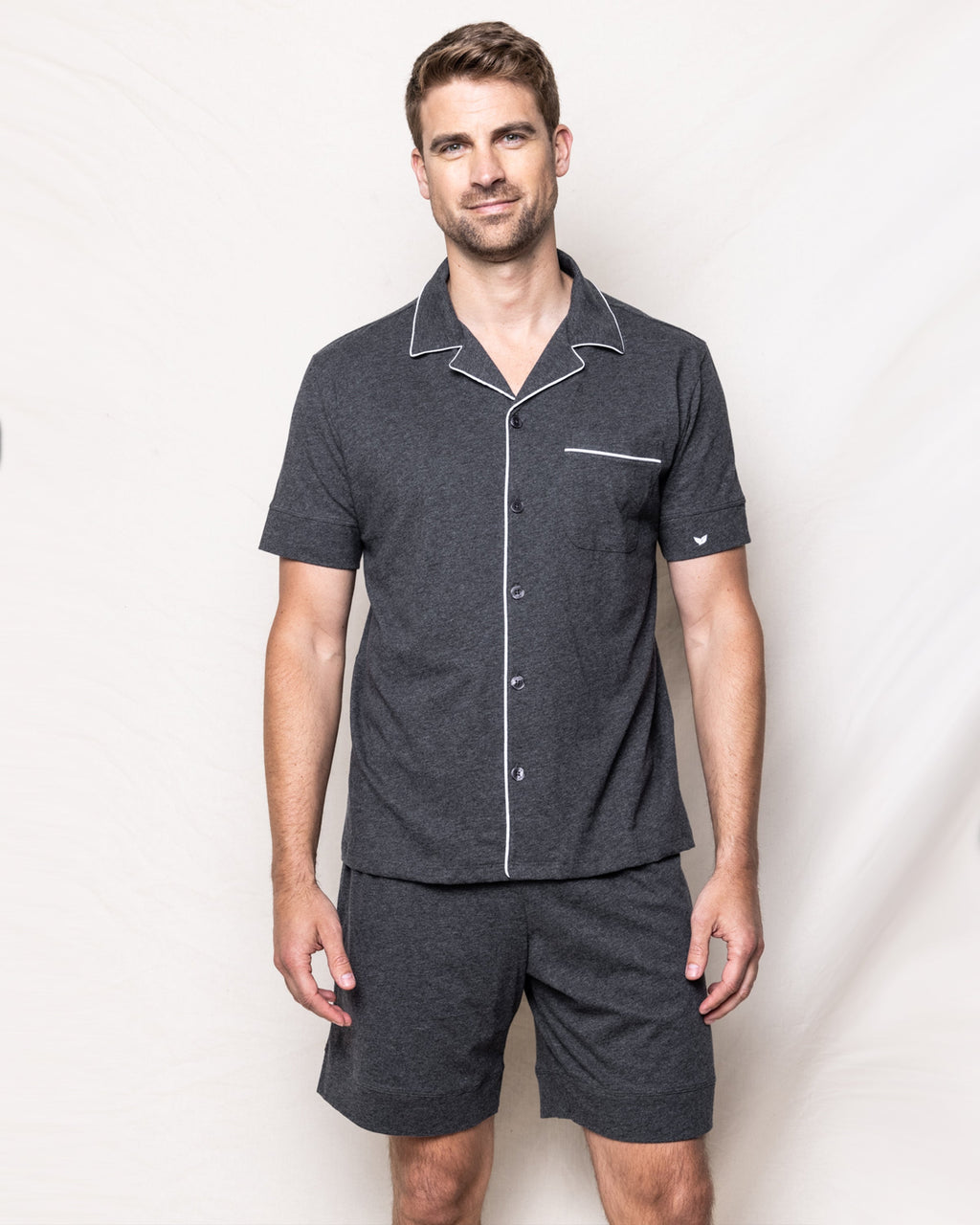 Men's Pima Pajama Short Set in Dark Heather Grey