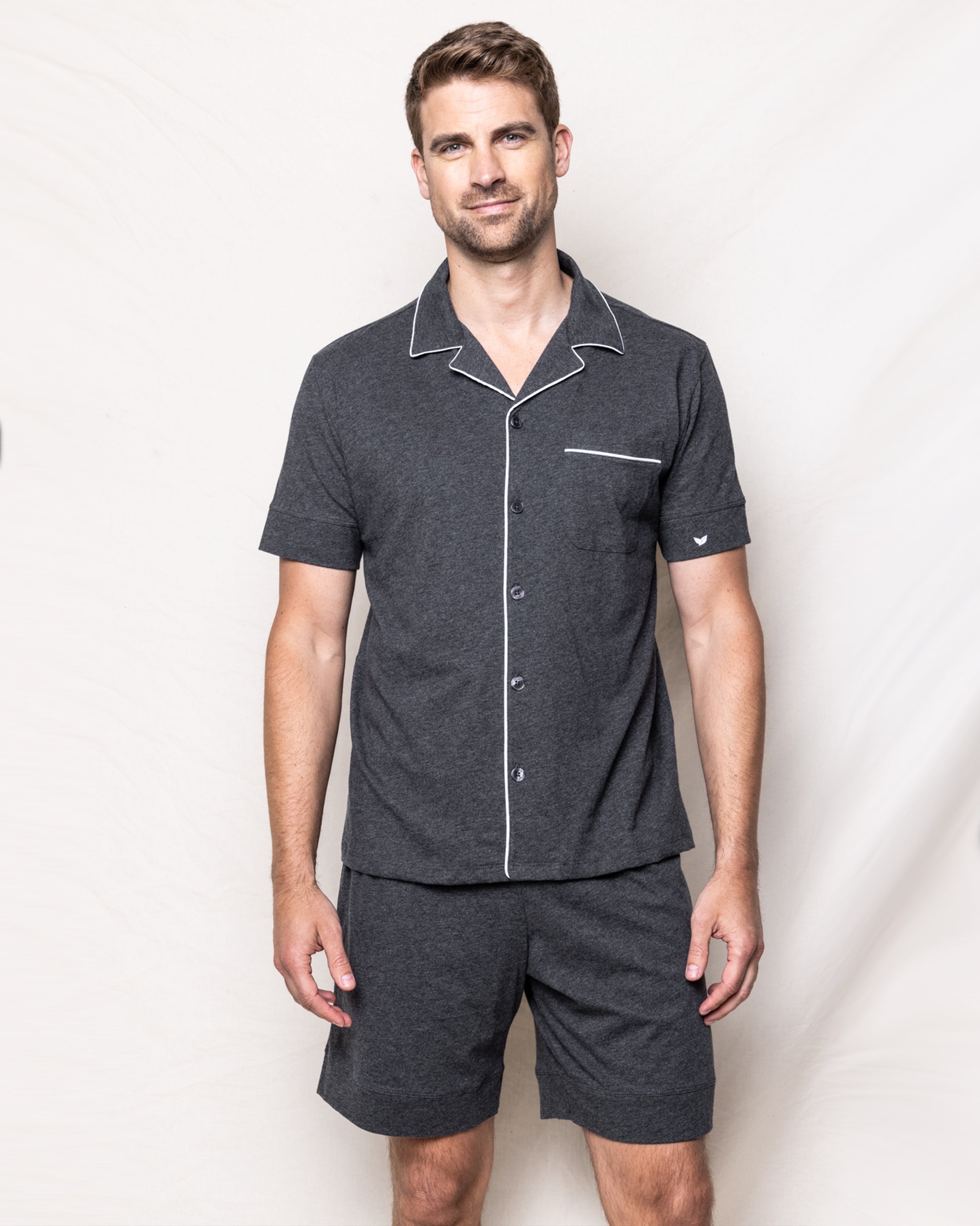 Men's Pima Pajama Short Set in Dark Heather Grey
