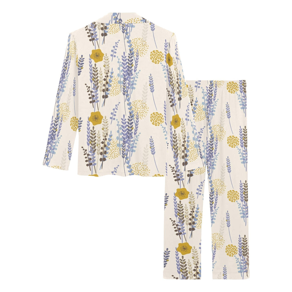 Lavender modern pattern blackground Women's Long Pajama Set