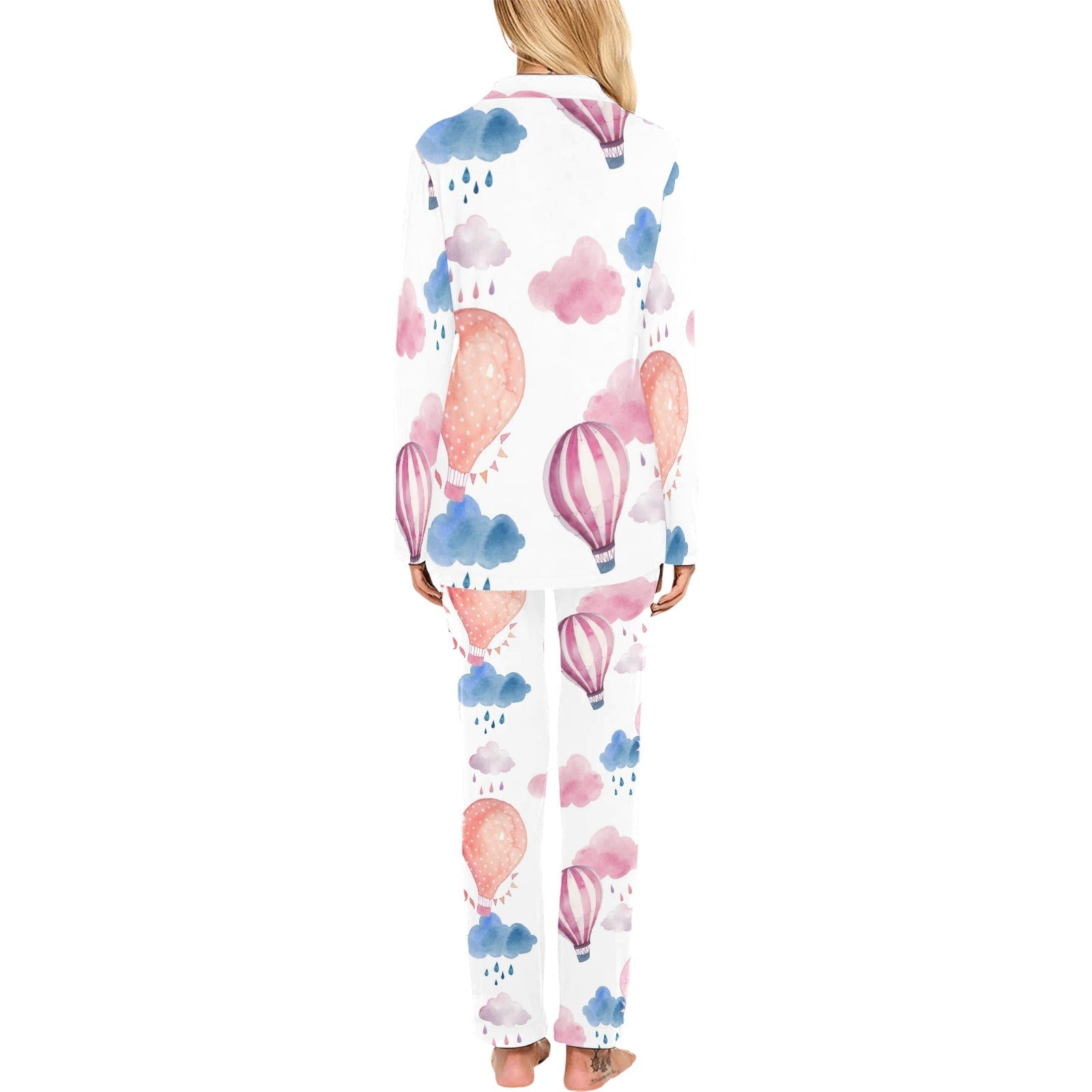 Watercolor air balloon cloud pattern Women's Long Pajama Set