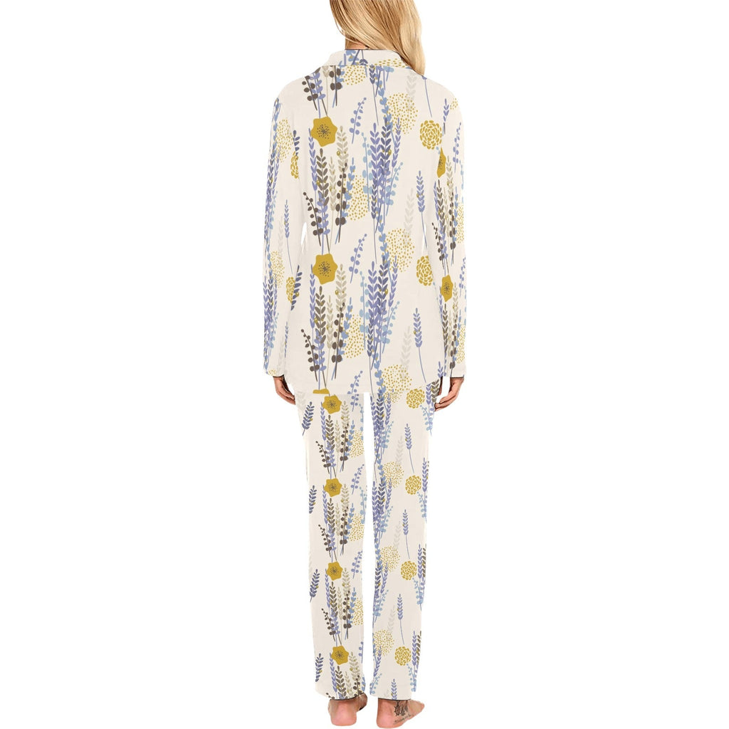 Lavender modern pattern blackground Women's Long Pajama Set