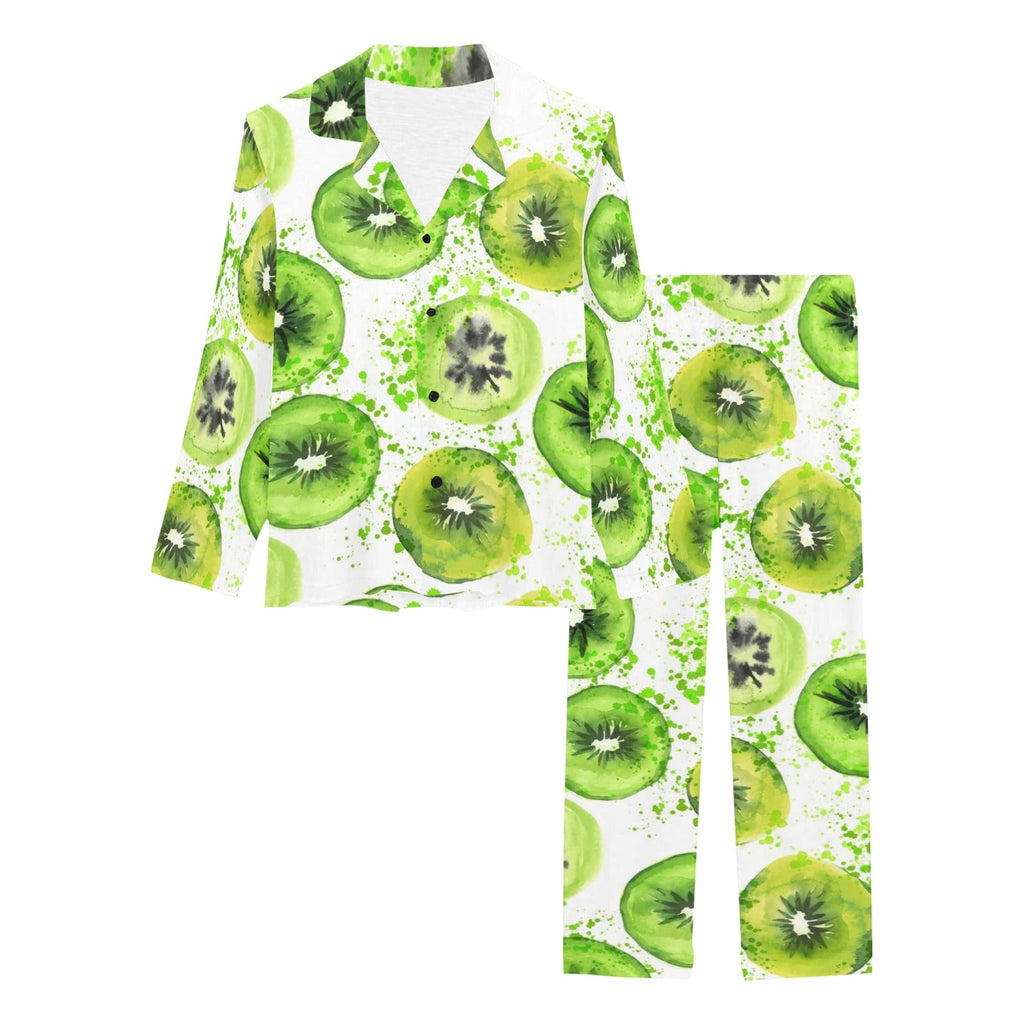 Watercolor kiwi pattern Women's Long Pajama Set