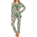 Toucan tropical green jungle palm pattern Women's Long Pajama Set