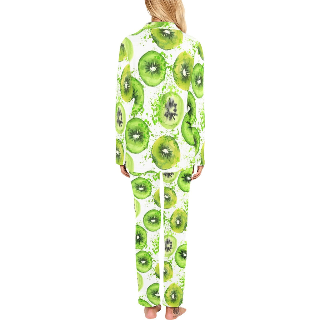 Watercolor kiwi pattern Women's Long Pajama Set