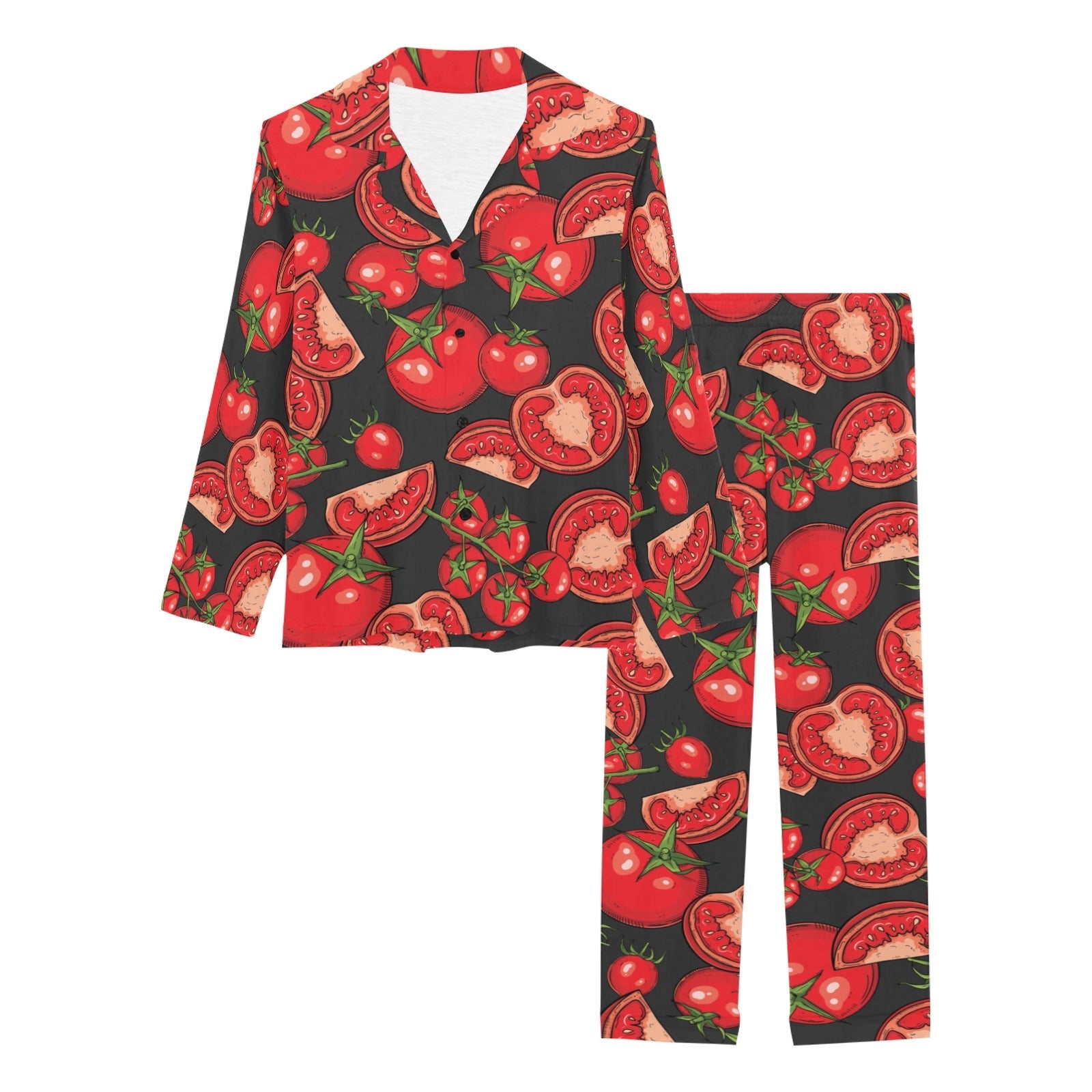 Tomato black background Women's Long Pajama Set