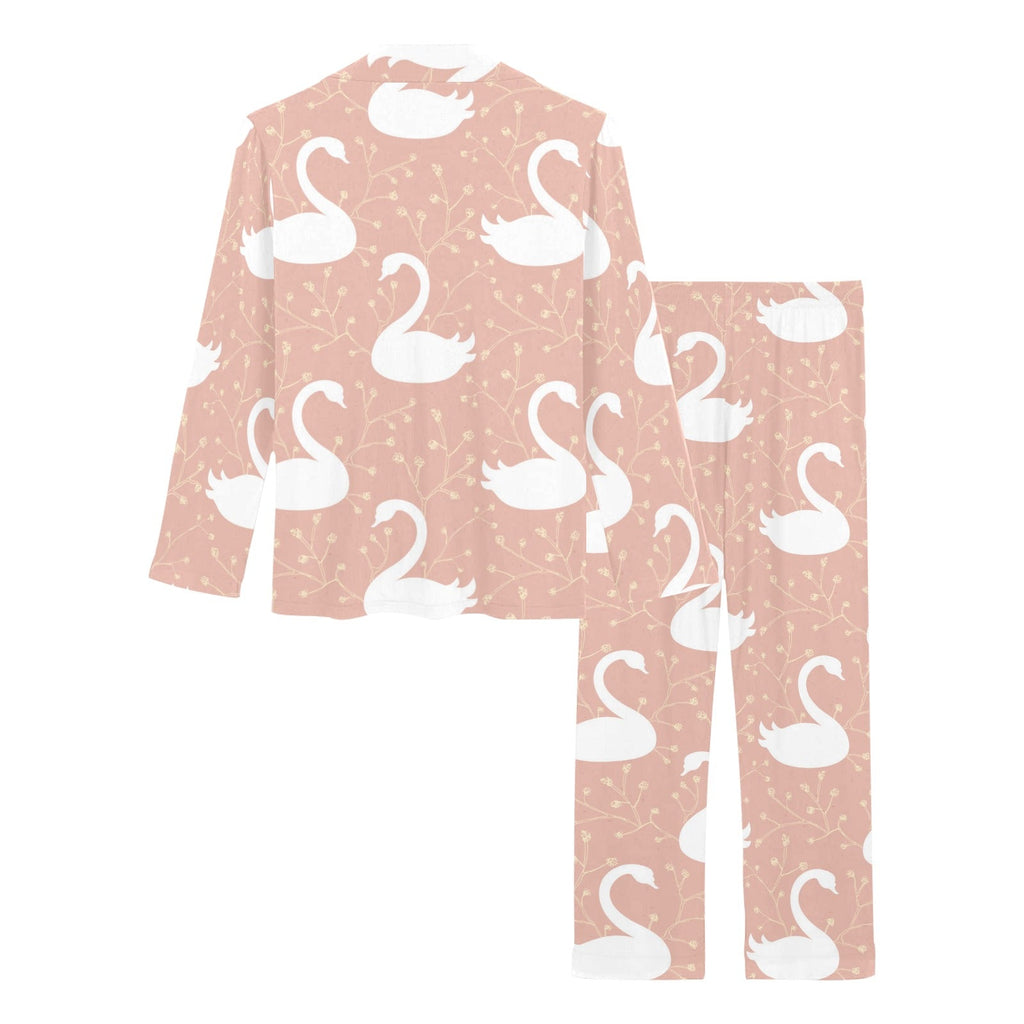 Swan flower light pink background Women's Long Pajama Set